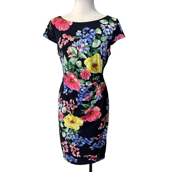 Jessica Howard Dress 14 Stretch Colorful Floral Career Church Washable NEW - Picture 1 of 11